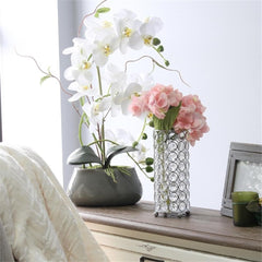 HG1003-CHR Elipse Crystal Decorative Flower Vase, Candle Holder, Wedding Centerpiece, 7.5 Inch, Chrome