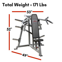 Pro Clubline (LVSP) Leverage Shoulder Press Machine - Adjustable Gas-Assisted Arms, Converging Movement, Independent Unilateral Action, Sealed Bearings, Weight Plate Storage