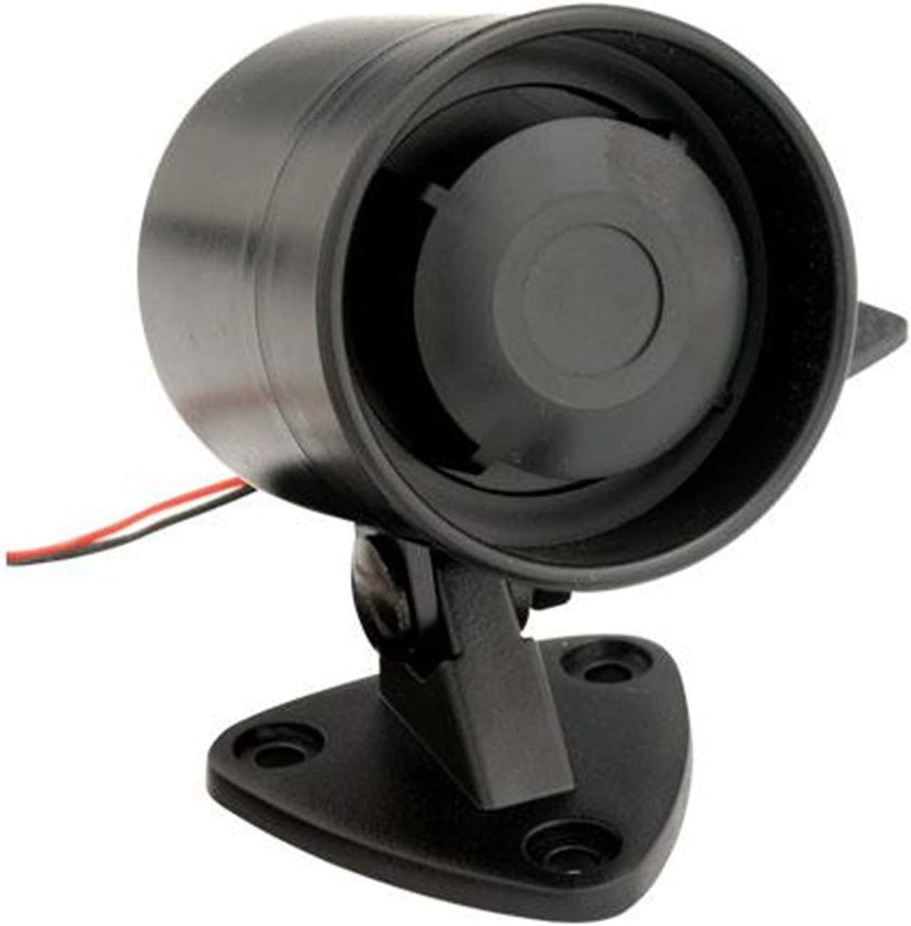 A black car alarm device featuring a prominent red wire attached to it.