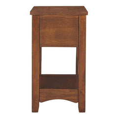 Mission Style Brown Wood 1-Drawer End Table Nightstand
