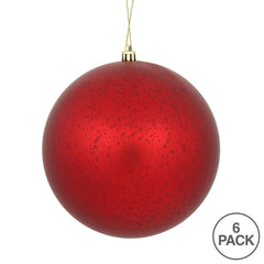 4 Inch Christmas Ornament Ball, Red Matte Mercury Finish, Shatterproof Plastic, Holiday Christmas Tree Decoration, 6 Pack