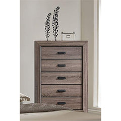 Lyndon 5 Drawers Chest in Weathered Gray Grain