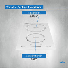 12" 2 zone Electric Cooktop. 208-240V Induction Cooktop, ADA Compliant, White- SINC2B231W