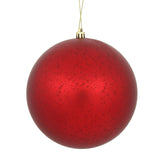 4 Inch Christmas Ornament Ball, Red Matte Mercury Finish, Shatterproof Plastic, Holiday Christmas Tree Decoration, 6 Pack
