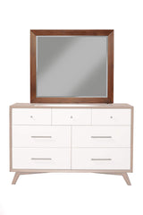 Flynn Mahogany and Okoume Veneer Mirror, Chestnut/White