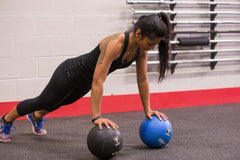 Rubber Medicine Ball - Superior Grip, Textured Surface, Adjustable Air Pressure Fitness Balls - Ideal for Cardio and Core Exercise in Home & Gym Workouts, Dark Blue, 20lbs.