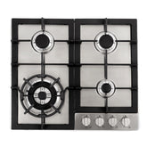 640STX-E 24 in. Gas Cooktop with 4 Sealed Burners, Drop-In Counter-Top Cooker Cooktop with Cast Iron Grate and Melt-Proof Metal Knobs in Stainless Steel