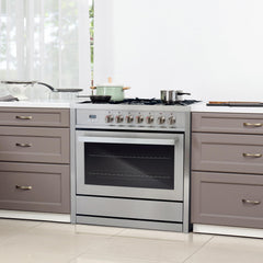 F965NF 36 in. Stellar Collection 3.8 cu. ft. Dual Fuel Range, 5 Sealed Burners, 8 Function Convection Oven in Stainless Steel