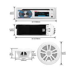 s MCK508WB.6 Marine Boat Bluetooth Stereo & 6.5 Inch Speakers - CD DVD Player, AM/FM Radio Receiver Head Unit, Dipole Antenna