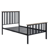 Zudora Wood and Metal Twin Bed in Antique Oak/Black