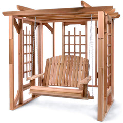 PO72-S Cedar Pergola Garden Arbor | Handcrafted Wood Swing for Backyard | Garden Outdoor | Luxurious Cedar Outdoor Patio Swing Set 82x72x74