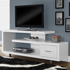 White Modern TV Stand Fits up to 60 Inch Flat Screen