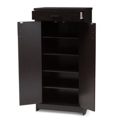 Bienna Modern and Contemporary Wenge Brown Finished Shoe Cabinet