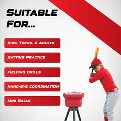 Heater Crusher Pitching Machine W/ 8-Hour Rechargeable Battery ?Accurate & Portable, Delivers Fastballs & Curveballs | Adjustable, High Performance, Portable, Ideal for Baseball & Softball Training