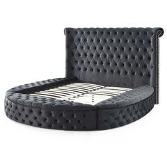Elizabeth Upholstered Round Storage Queen Bed in Black