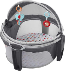 Portable Bassinet On-The-Go Baby Dome, Travel Play Space with Developmental Newborn Toys & Canopy, Arrows Away