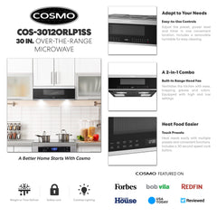 COS-3012ORLP1SS 30 in. Slim Over the Range Microwave with Automatic Presets, Soft Touch Controls and 1.2 cu. ft. Capacity