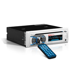 s MR508UABW Marine Boat Stereo - Single Din, Bluetooth Audio and Calling Head Unit, AM/FM Radio Receiver, CD Player, Weatherproof, USB