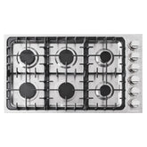 COS-DIC366 Drop-In Gas Cooktop with 6 Italian Made Sealed Burners, Cast Iron Grates, Metal Knobs, Liquid Propane Convertible, 36 inch, Stainless Steel