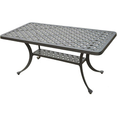 Cast Aluminum 21x42 Inch Patio Dining Table Charcoal