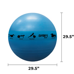 Prism Fitness 75cm Smart Self-Guided Stability Exercise Medicine Ball for Yoga, Pilates, and Office Ball Chair, Blue