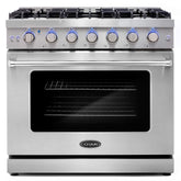 COS-EPGR366 36 in. Haven Collection 6.0 cu. ft. Gas Range, 6 Burners, Convection Oven, Knob LEDs, Storage Drawer, Stainless Steel