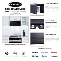 COS-3016ORM1SS 30 in Over the Range Microwave Oven with 1.6 cu. ft. Capacity