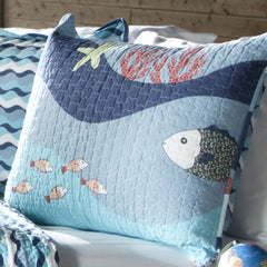 Twin Blue Serenity Sea Coral Quilt Bedspread Set