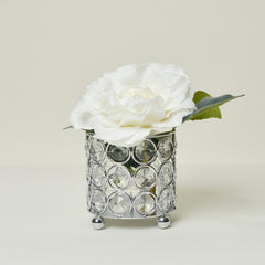 HG1000-CHR Elipse Mini Crystal Decorative Flower Vase, Candle Holder, Wedding Centerpiece, 3.25 Inch, Chrome