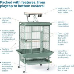 Pet Products Wrought Iron Select Bird Cage 3153SAGE, Sage Green, 30-Inch by 22-Inch by 63-Inch