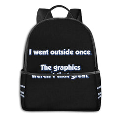 ?? Went Outside Once??Trendy Fashion Backpack Black