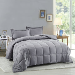 Fast Furnishings Queen Grey 3-Pc Microfiber Comforter Set