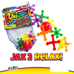 JA-RU Jumbo Jax Toy Set w/Rubber Ball (24 Jax Set) Rainbow Neon Color Jacks Game for Kids & Adults. Classic Retro Toys. Bulk Birthday Party Favors Vintage Stocking Stuffers Pinata Filler. 731-24p