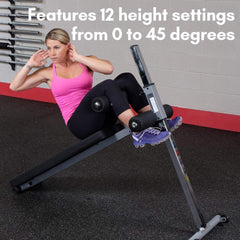 (GAB60) Pro-Style Adjustable Ab Board - Abdominal crunch and sit-up bench designed for home or commercial gym, Black