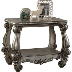 1 Open Compartment Wood End Table, Antique Platinum