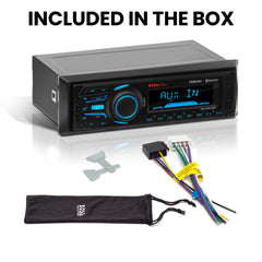 MR1308UABK Marine Boat Stereo ??Single Din, Bluetooth, No CD DVD Player, AM/FM Radio Receiver, Aux-in, USB