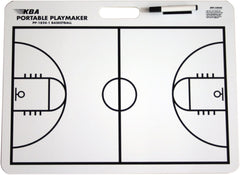 A whiteboard displaying a detailed diagram of a basketball court layout.