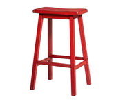 Gaucho Wooden Armless Rectangle Bar Stool in Antique Red (Set of 2)