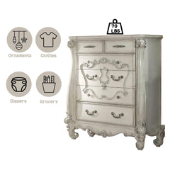 Versailles 5 Drawer Chest in Bone and White