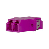 A purple plastic connector with two holes, designed for connecting or securing items together.