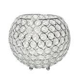 HG1008-CHR Elipse Crystal Circular Bowl Candle Holder, Flower Vase, Wedding Centerpiece, Favor, 7 Inch, Chrome