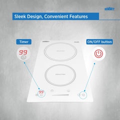 12" 2 zone Electric Cooktop. 208-240V Induction Cooktop, ADA Compliant, White- SINC2B231W