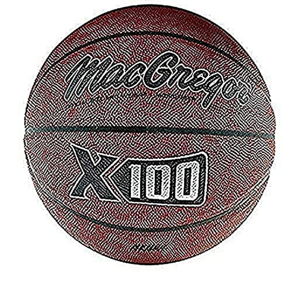 A basketball with the inscription x100 visible on its exterior.