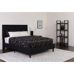 Fast Furnishings Full Black Fabric Bed with Headboard