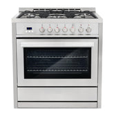 F965NF 36 in. Stellar Collection 3.8 cu. ft. Dual Fuel Range, 5 Sealed Burners, 8 Function Convection Oven in Stainless Steel