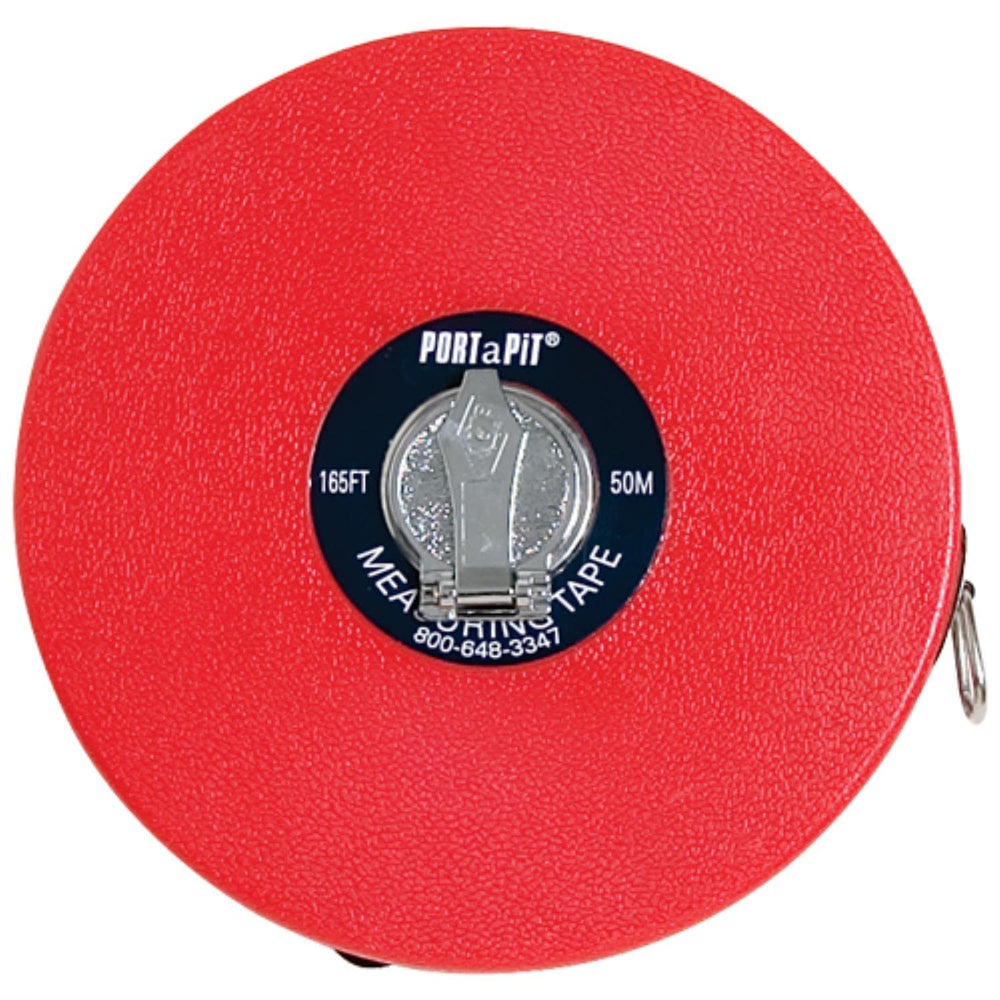 A red Porta-It tape measure, featuring a compact design and clear markings for accurate measurements.