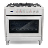 F965 36 in. Stellar Collection 3.8 cu. ft. Dual Fuel Range, 5 Sealed Burners, 8 Function Convection Oven in Stainless Steel