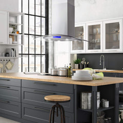 COS-668ICS900 36 in. Lumin Collection 380 CFM Ducted Island Range Hood, Soft Touch Controls, LED Lights, Stainless Steel