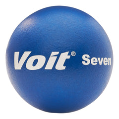 A blue ball with the words "Voit Seven" printed on it, showcasing its brand and design.