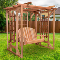 PO72-S Cedar Pergola Garden Arbor | Handcrafted Wood Swing for Backyard | Garden Outdoor | Luxurious Cedar Outdoor Patio Swing Set 82x72x74